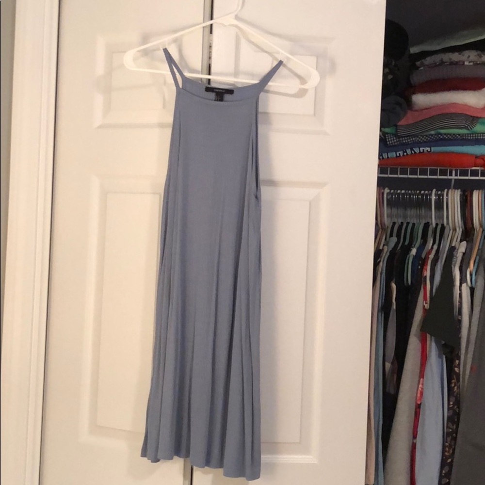 Blue high neck dress